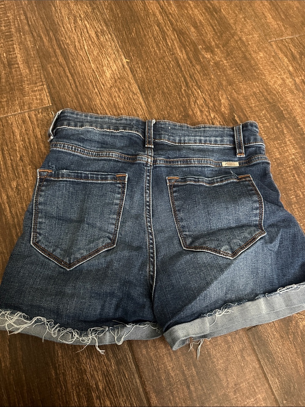 KanCan High-Rise Distressed Button-Fly Denim Shorts - Blue - Picture 4 of 6